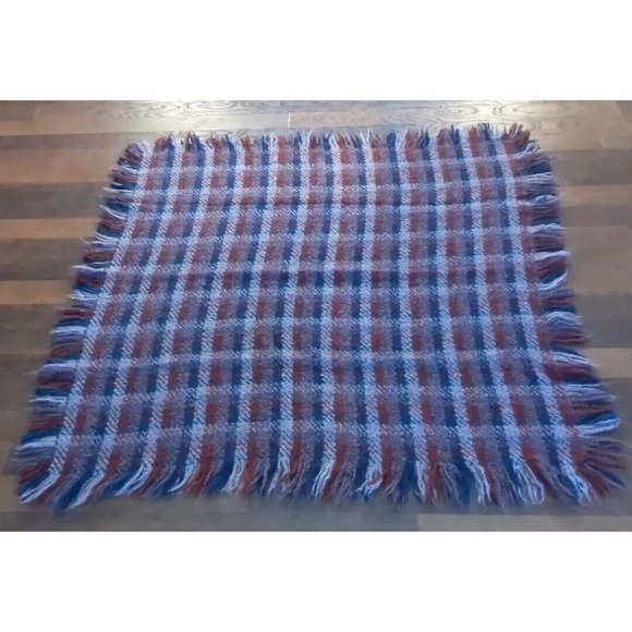 Vintage Tapestries Ireland Helena Ruuth Blue Purple Maroon Fringe Throw Blanket - Picture 1 of 5